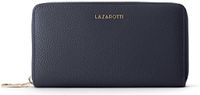 Lazarotti Bologna Leather Zip Around Wallet With 16 Card Slots Navy Donkerblauw