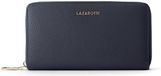 Lazarotti Bologna Leather Zip Around Wallet With 16 Card Slots Navy Donkerblauw