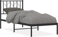 vidaXL Bedframe met Hoofdbord Metaal Zwart 75x190 cm