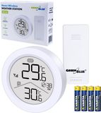 GreenBlue - Draadloze weerstation - temperatuur IN/OUT - klok - keuze uit °C / °F - bereik tot 60 m - GB162 - Wit - Set met batterijen