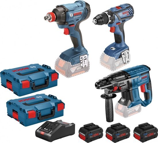 Bosch 3 Tool Kit 18V - 3 machines + 3 x ProCore 18V 4,0Ah Li-Ion Comboset 0615990M0V + !