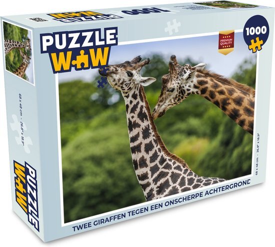 MuchoWow Puzzel Twee giraffen onscherpe achtergrond - Legpuzzel - Puzzel 1000 stukjes volwassenen