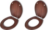 vidaXL Toiletbrillen met deksels 2 stuks MDF bruin