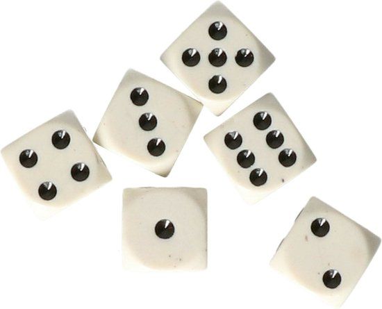 Longfield Games Dobbelstenen - Wit - 6 Stuks
