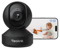 Reolink Binnen Beveiligings Camera, 4K Baby Monitor met Pan & Tilt, 3X Optische Zoom, Huil & Bewegingsdetectie, Automatisch Volgen, Wi-Fi 6, Privé Modus, E1 Zoom Zwart