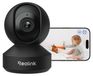 Reolink Binnen Beveiligings Camera, 4K Baby Monitor met Pan & Tilt, 3X Optische Zoom, Huil & Bewegingsdetectie, Automatisch Volgen, Wi-Fi 6, Privé Modus, E1 Zoom Zwart