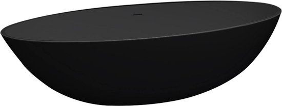 Best Design Solid Surface Oval Freestanding Bathtub - Black - 180x85x52cm - With Overflow & Drain