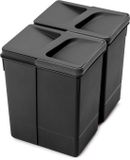 Emuca Recycle keukenlade prullenbakset Recycle hoogte 266mm, 2x15liter, 2x7liter, Plastic, Zwart
