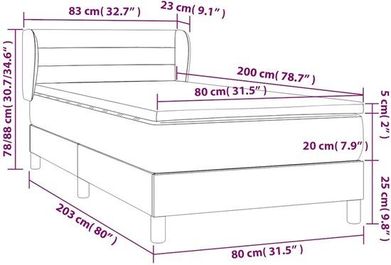 vidaXL Boxspring met matras fluweel donkerblauw 80x200 cm