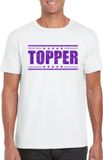 Bellatio Decorations Shoppartners Bv Wit Topper shirt in paarse glitter letters heren - Toppers dresscode kleding L