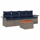 vidaXL Tuinbankenset 5 st 4-Aantal zitplaatsen Grijs en Marineblauw