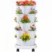 VECELO Verticale tuinplanter met 5 niveaus, zelfbewaterende stapelbare plantenbakken met wielen, voor aardbeien, kruiden, bloemen, groenten, wit
