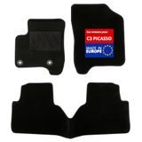 DBS 1763724 Car vloermat - op maat gemaakt - 3 stuks - anti-slip - zwart tapijt 900g/m² - Velours afwerking - range Star - stuurwiel links