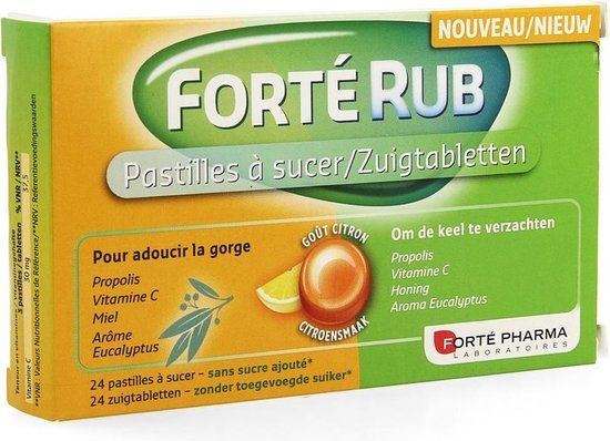 Merkloos / Sans marque Forté Pharma Fortérub Keeltabletten Citroen 24 zuigtabletten