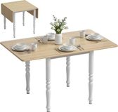 HOMCOM Opklapbare eettafel - MDF, staal - 134 x 80 x 75 cm - naturel hout