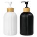 AiQInu Zeepdispenser van glas, 400 ml, zeepbakje voor vloeibare zeep, matte keramische afwerking met zwarte en witte houten stop, zeepbakje voor vloeibare zeep, lotions, 2 stuks