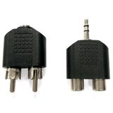 Audio/video 3,5 dual-kanaals female naar 2 x RCA-stekker en 3,5 mm stekker naar 2 x RCA-aansluiting, zwart