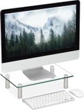 Relaxdays Beeldscherm Verhoger Glas - Hoogte Verstelbaar 9-11 cm - 38,5x24 cm - Transparant
