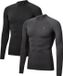 DANISH ENDURANCE Lange Mouw Compressie Top Heren - Onderlaag Shirt - Ademend Mesh - 2-Pack - Zwart Grijs - Maat L