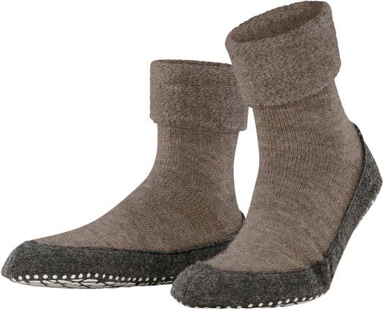 FALKE Cosyshoe Noppen op de zool wol huissokken heren bruin - maat 37-38