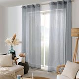 Enjoy Home Maya-gordijn, 8 ogen, zilverkleurig, diameter 4 cm, linnen-effect, 100% polyester, kleur: marineblauw, 140 x 240 cm