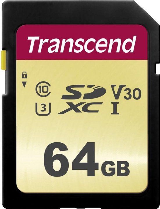 Transcend 500S SDXC - 64GB - SD-kaart - UHS-I - 90 MB/s Lezen