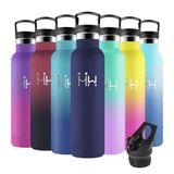 Motswedi Drinkfles van roestvrij staal, 1000ml, BPA-Vrij, Drinkfles met Rietje, Koud en Warm, Roestvrijstalen Drinkfles, Lekvrij, Thermosfles voor Sport, Fitness, Outdoor, Yoga, Donkerblauw
