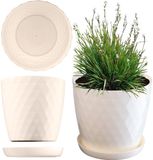 Merkloos Kadax Bloempot, pot voor bloemen en planten met onderzetter, plantenbak, licht en duurzaam materiaal, decoratieve pot voor planten (20 cm, crème)