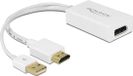 Delock premium HDMI naar DisplayPort actieve adapter - HDMI 1.4 / DP 1.2 (4K 30Hz) / wit - 0,20 meter