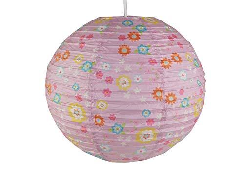 Niermann Papieren lamp voor de kinderkamer met dimbare LED - lampenkap bloemen patroon - hanglamp met ophangsysteem