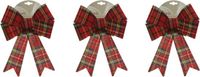 Bellatio Decorations Decoris Kerstboom strik - 3x - rood - 38 cm