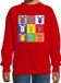 Bellatio Decorations Kersttrui/sweater voor jongens/meisjes - pop art - rood - Kerst rendier 134/146