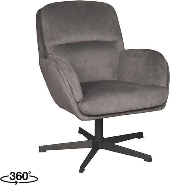 LABEL51 Moss Fauteuil - Grijs - Velvet - Met Armleuning