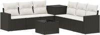 vidaXL - Bankstel - 8 - st - Zwart - en - Crème - Wit - Poly - Rattan - en - Staal