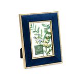 Isaac Jacobs Marineblauwe fluwelen fotolijst met metallic goudkleurige dubbele rand