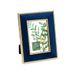 Isaac Jacobs Marineblauwe fluwelen fotolijst met metallic goudkleurige dubbele rand