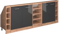 Vicco R-Line Keukenkast voor schuine wand – 210 cm Set van 5 Antraciet hoogglans/goud eiken