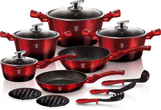 Berlinger Haus Pannenset - 6-dlg B-Burgundy - Rood - Aluminium - Inductie - 6-delig