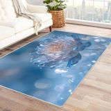Tapis imprimé intérieur/extérieur 60 x 90 cm bleu