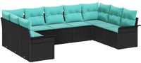 vidaXL - Tuinbank - Set - 9 - st - Zwart - poly - rattan