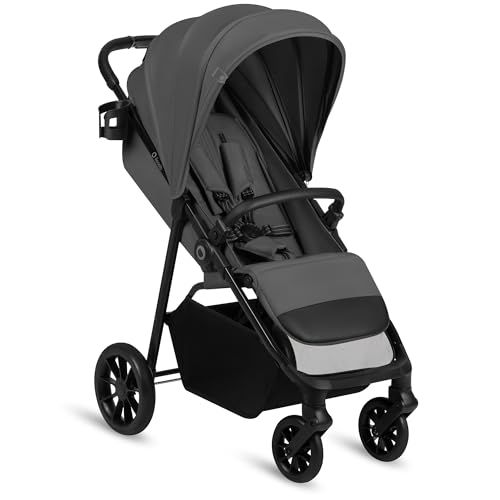 Lionelo Emerald Buggy Wandelwagen – Comfortabele Ligpositie 91 cm – Lichtgewicht & Eén-Hand Opvouwbaar – Geschikt voor 6 Maanden tot 4 Jaar – XXL-Capuchon UPF50+ – Gelagerde EVA-Wielen met Vering – Inclusief Bekerhouder