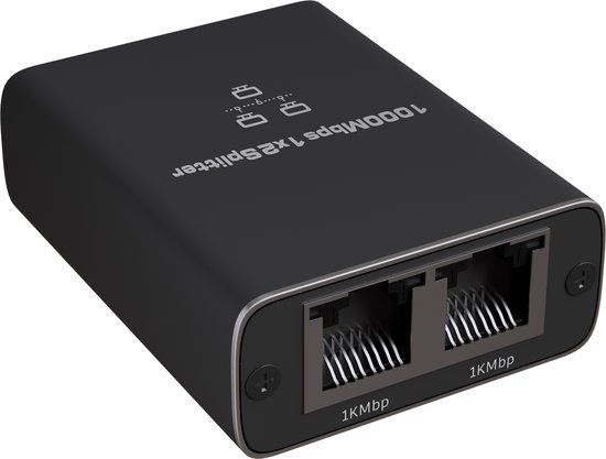 Nuvance - Internet Splitter - 2 Poorten - Netwerk Switch - tot 1000Mbps - Zwart