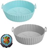 Merkloos / Sans marque XoeLLe Siliconen vorm en liner voor heteluchtfriteuse, 2 stuks, bakpapier, mand, herbruikbaar, magnetron