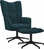 vidaXL Relaxstoel met voetenbank fluweel blauw