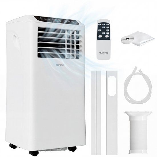 Auronic Mobiele Airco - 10.000 BTU - 4-in-1 - Airconditioning met 2 Raamafdichtingskits - Ventilator - Ontvochtiger - tot 25m² koelen