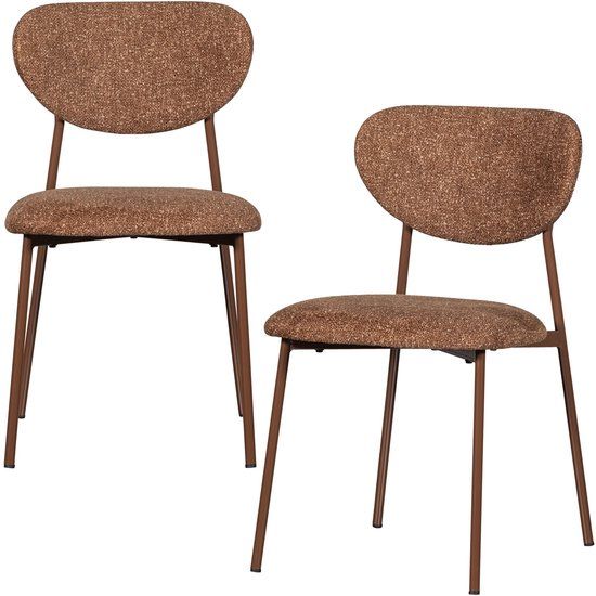 WOOOD Valor Eetkamerstoelen - Polyester - Bruin - Set van 2