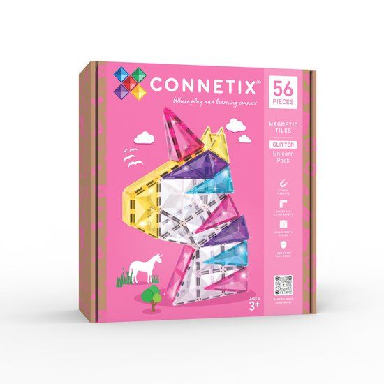 CONNETIX Magnetische Tegels Glitter Eenhoorn Set - 56 Stuks