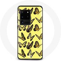 Maniacase Etui voor Samsung Galaxy S20 Ultra Vlinders Gele achtergrond