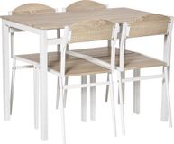 HOMCOM Ensemble de salle à manger 5 pièces - table et chaises - naturel - blanc