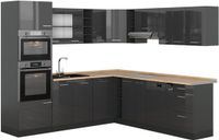Vicco Cuisine d'angle R-Line, Anthracite Brillant/Anthracite, 247 x 237 cm, WB Chêne